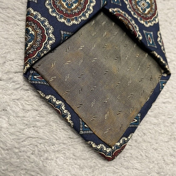 Pierre Balmain Neck Tie‎ Silk Paisley Geometric Blue Parisian Italy X Long 62" - Picture 5 of 5